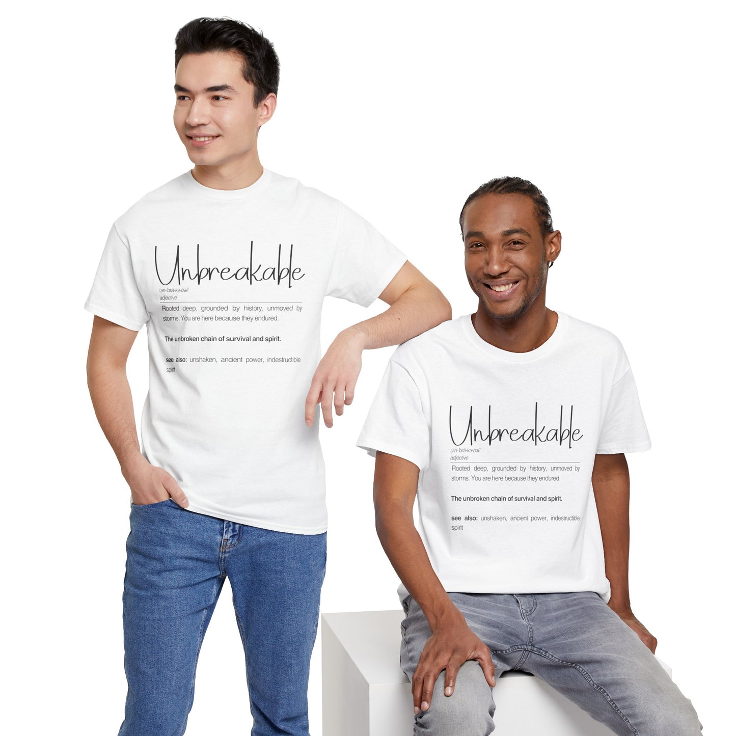 "Unbreakable" Unisex Heavy Cotton Tee - Rooted deep, Grounded by history | Casual Wear, Inspirational Gift, Everyday Comfort, Birthday Present, Motivational Apparel