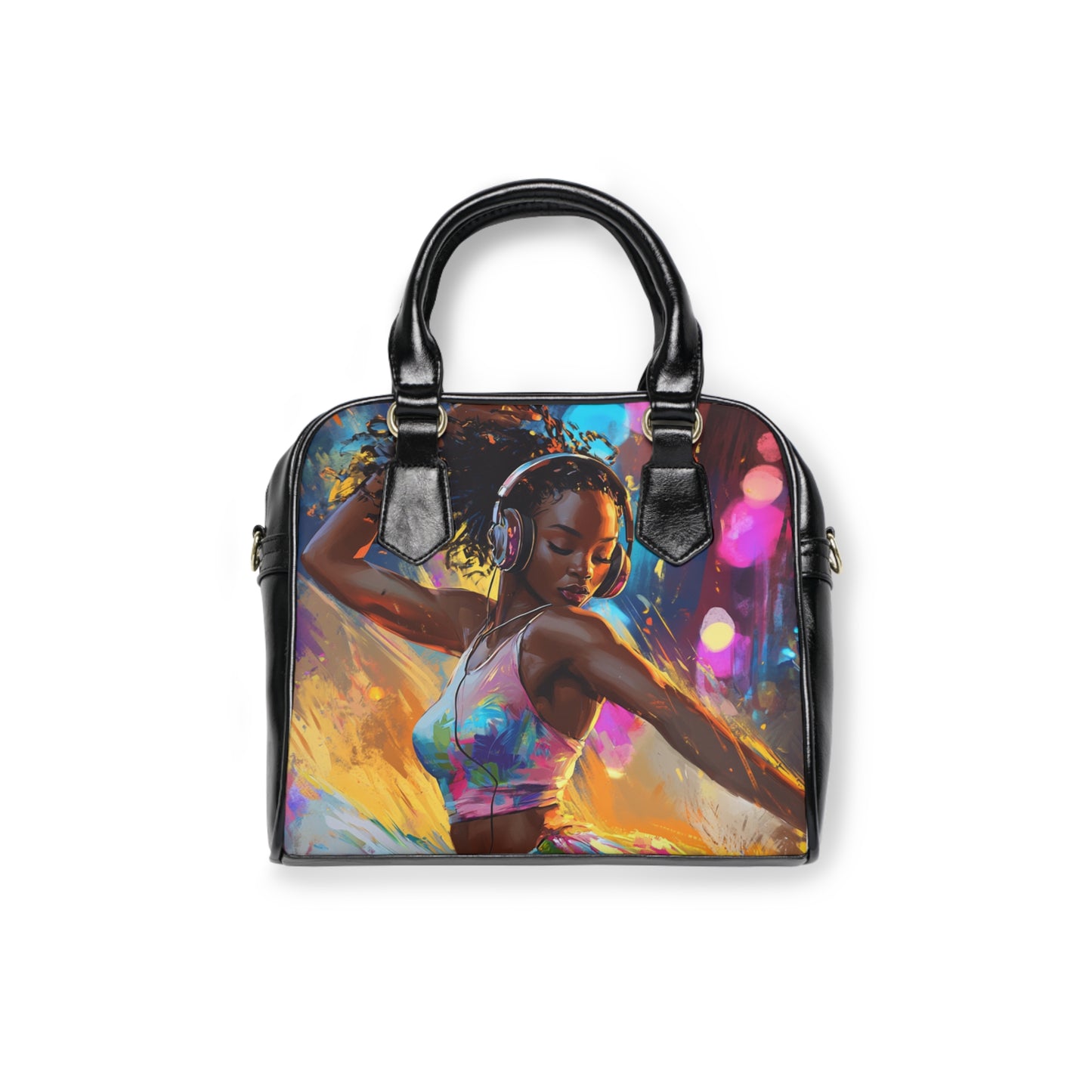 Destiny Shoulder Handbag — Colorful Dancing DJ Girl Print Shoulder Handbag