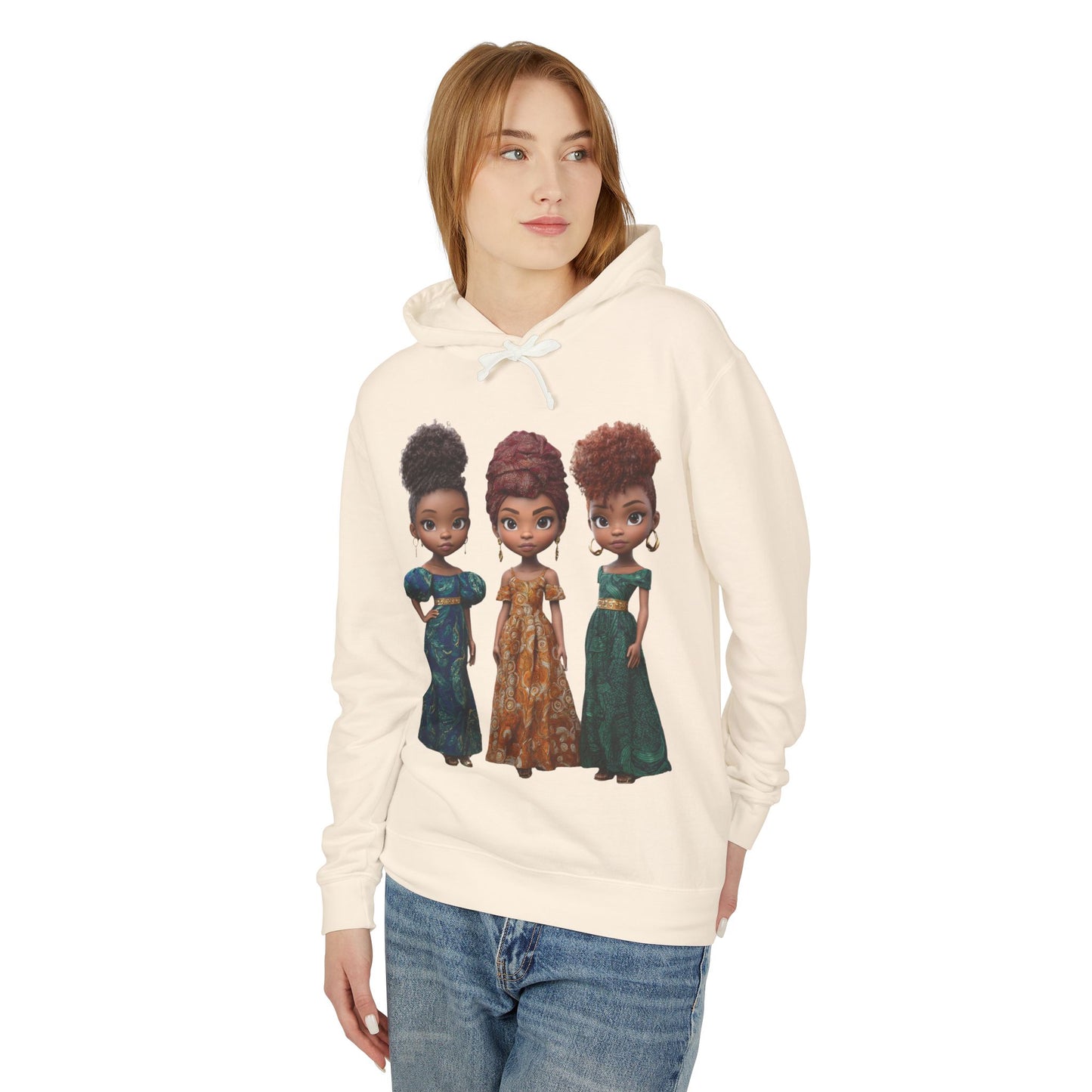 African Heritage Royalty Doll Trio Graphic Lightweight Hoodie