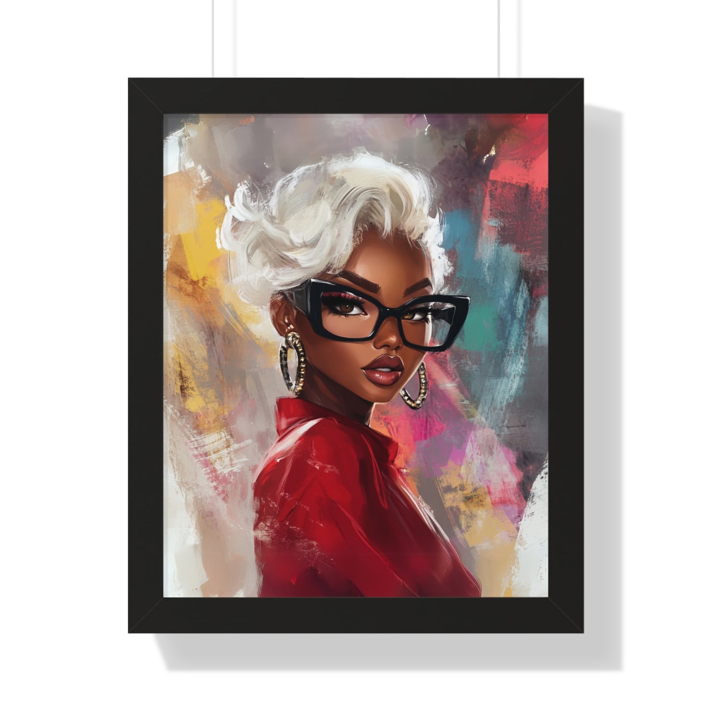 Chic Black Woman Framed Vertical Poster - Stylish Home Decor Art