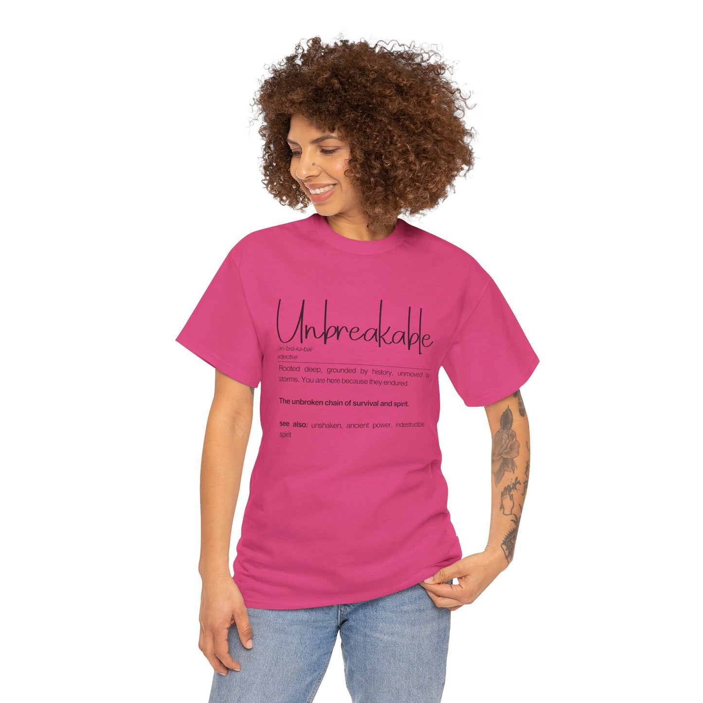 "Unbreakable" Unisex Heavy Cotton Tee - Rooted deep, Grounded by history | Casual Wear, Inspirational Gift, Everyday Comfort, Birthday Present, Motivational Apparel