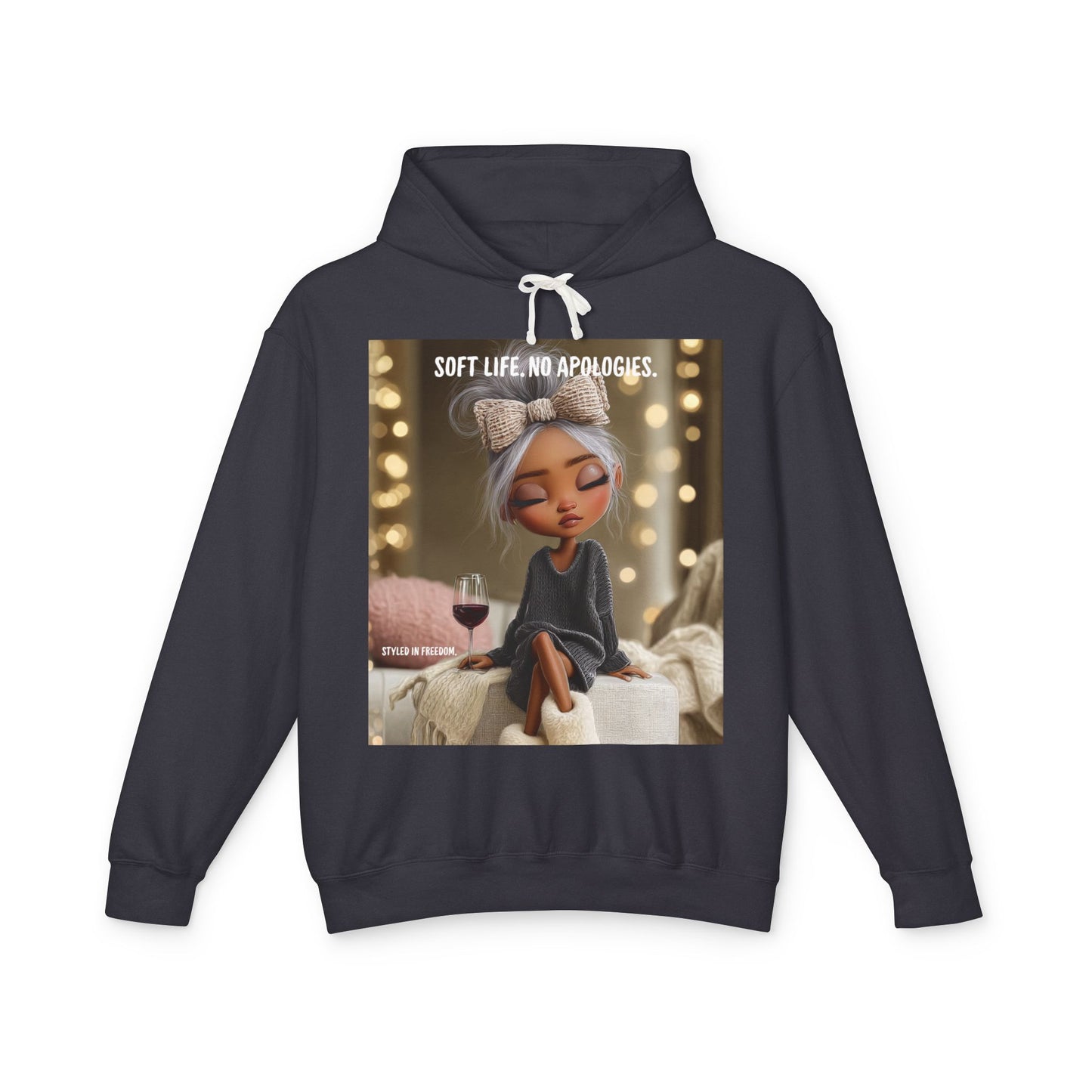 “Cheers to Me.” Hoodie — Relaxed Girl Illustration Sweatshirt