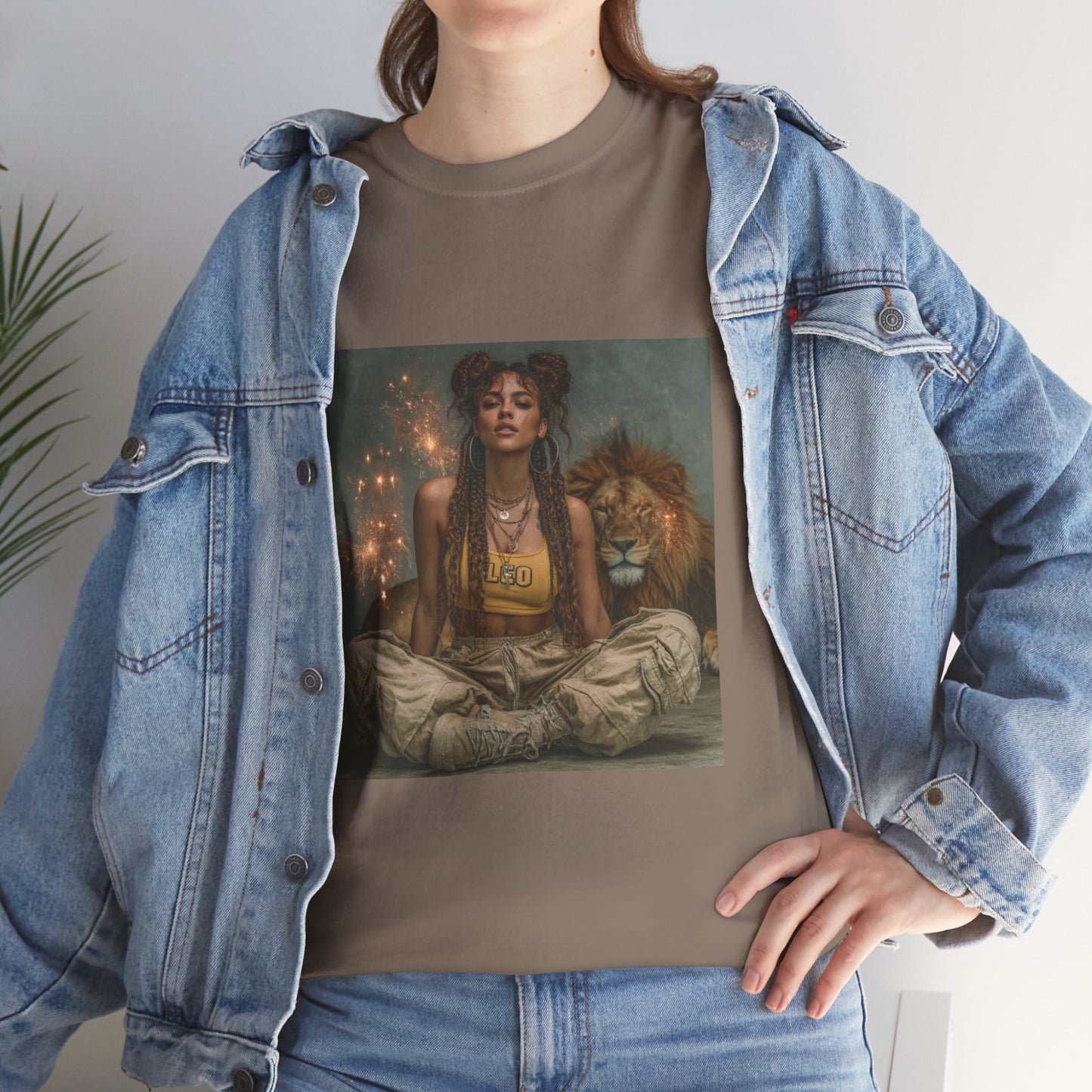 Leo Graphic Tee | Unisex Heavy Cotton T-Shirt for Yoga Lovers, Mindfulness, Gift for Her, Relaxation