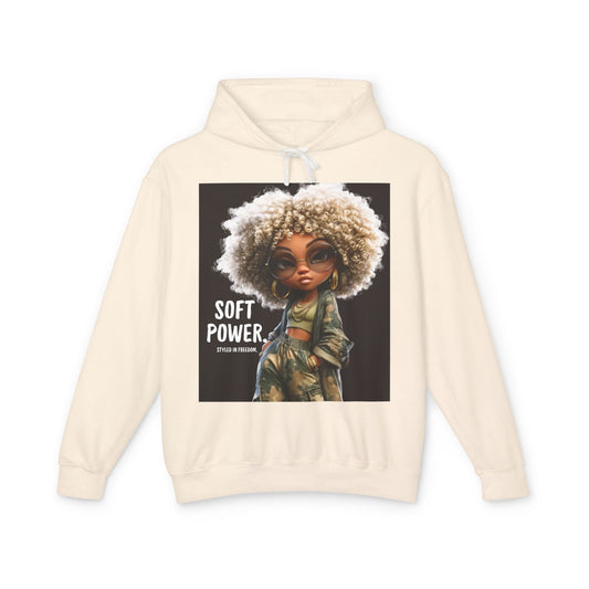 LIMITED EDITION | Camo Cool-girl Presence Doll Hoodie — Cute Curly Hair Art Pullover