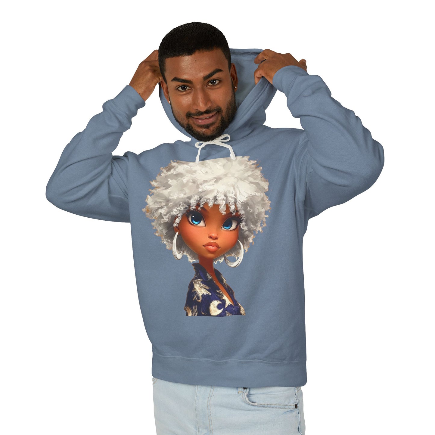 "Radiant Me" Hoodie — Cute Cartoon Portrait Graphic Sweatshirt