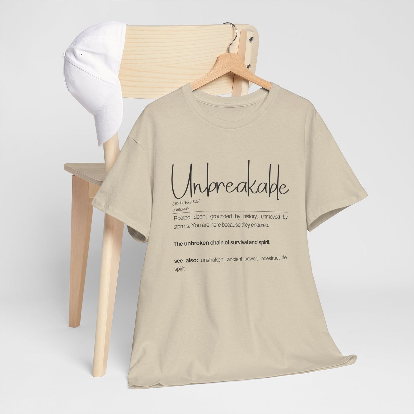 "Unbreakable" Unisex Heavy Cotton Tee - Rooted deep, Grounded by history | Casual Wear, Inspirational Gift, Everyday Comfort, Birthday Present, Motivational Apparel