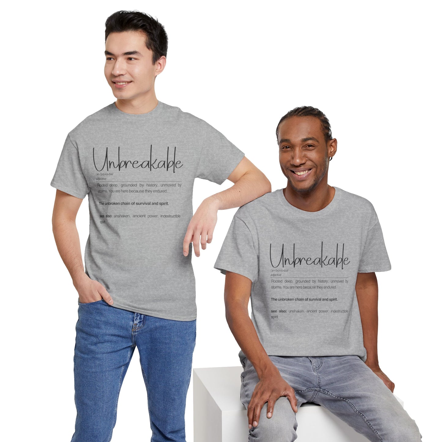 "Unbreakable" Unisex Heavy Cotton Tee - Rooted deep, Grounded by history | Casual Wear, Inspirational Gift, Everyday Comfort, Birthday Present, Motivational Apparel