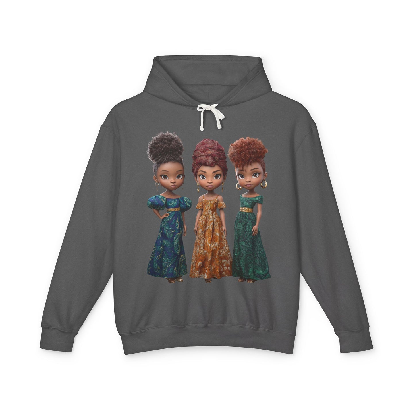 African Heritage Royalty Doll Trio Graphic Lightweight Hoodie
