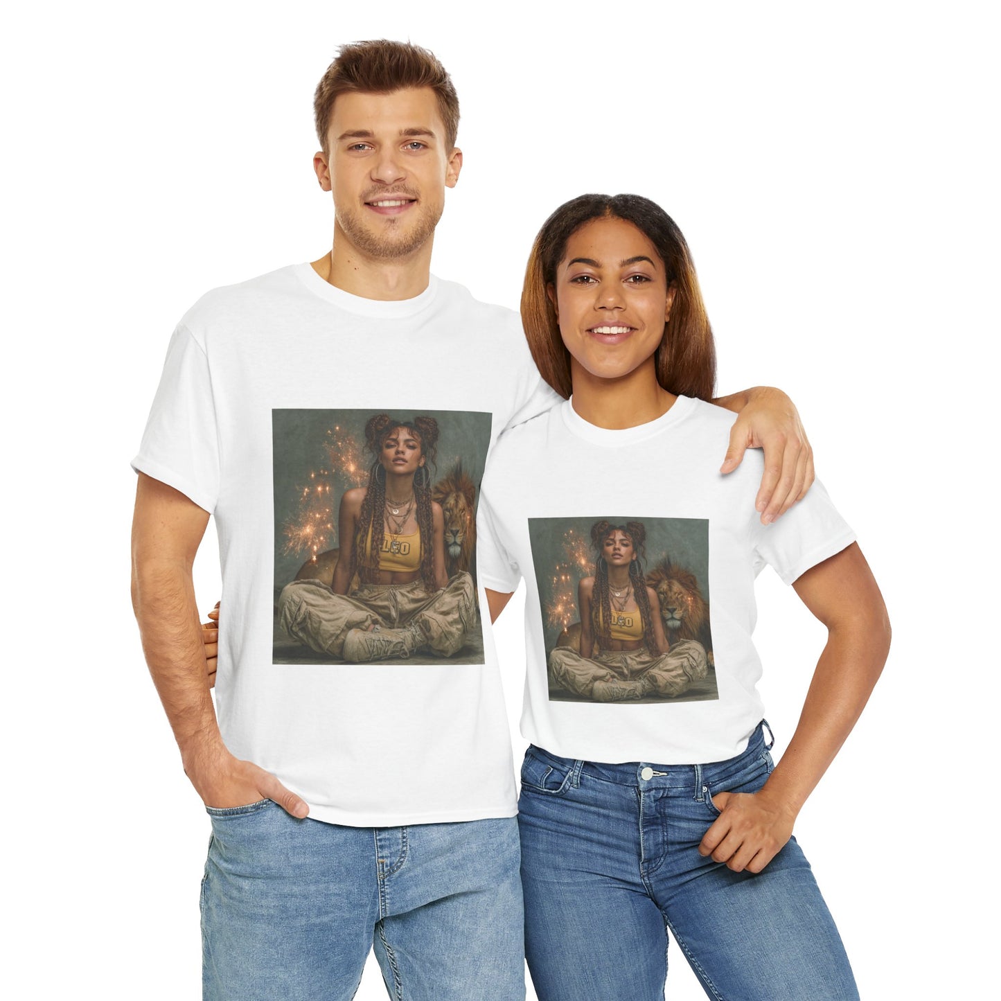 Leo Graphic Tee | Unisex Heavy Cotton T-Shirt for Yoga Lovers, Mindfulness, Gift for Her, Relaxation