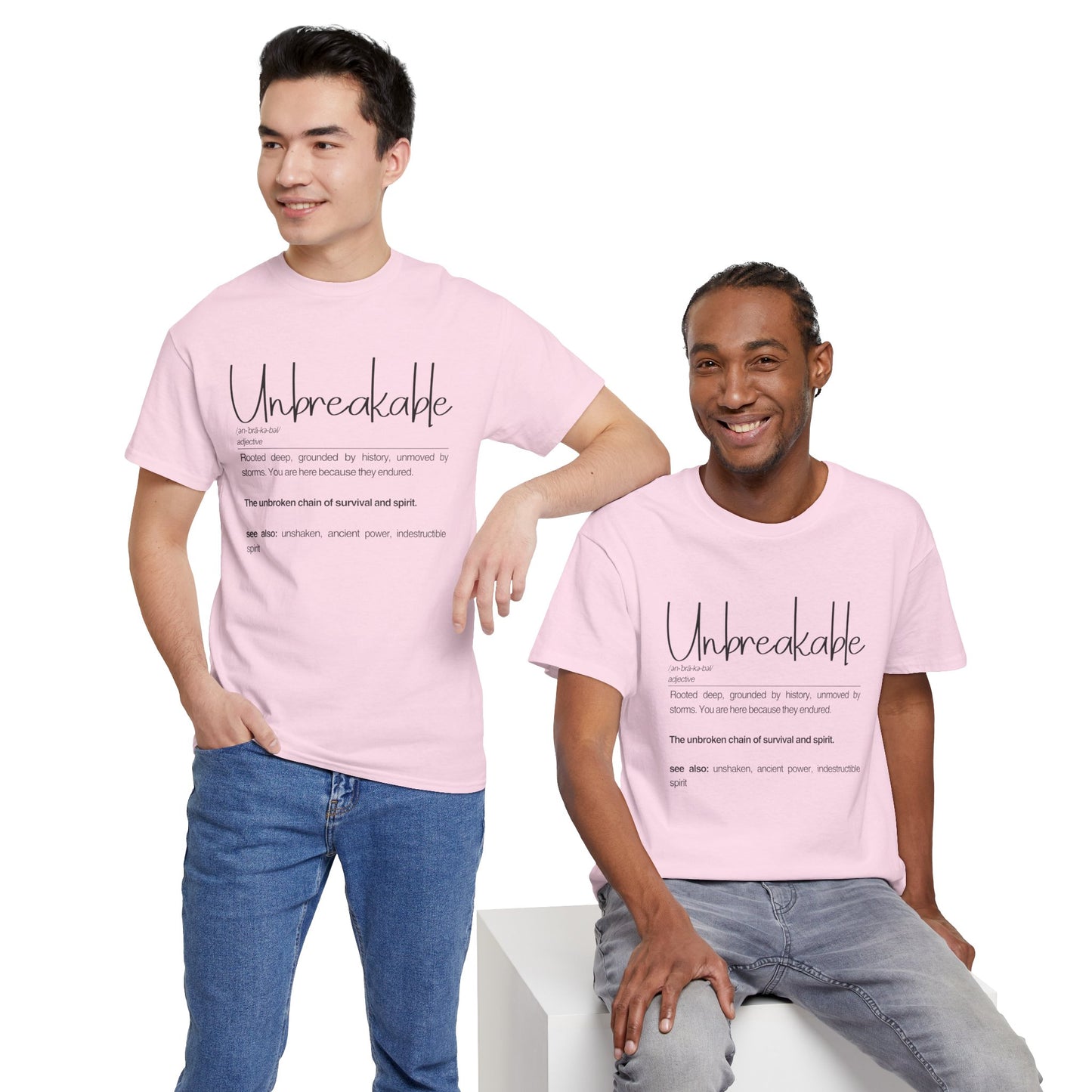 "Unbreakable" Unisex Heavy Cotton Tee - Rooted deep, Grounded by history | Casual Wear, Inspirational Gift, Everyday Comfort, Birthday Present, Motivational Apparel