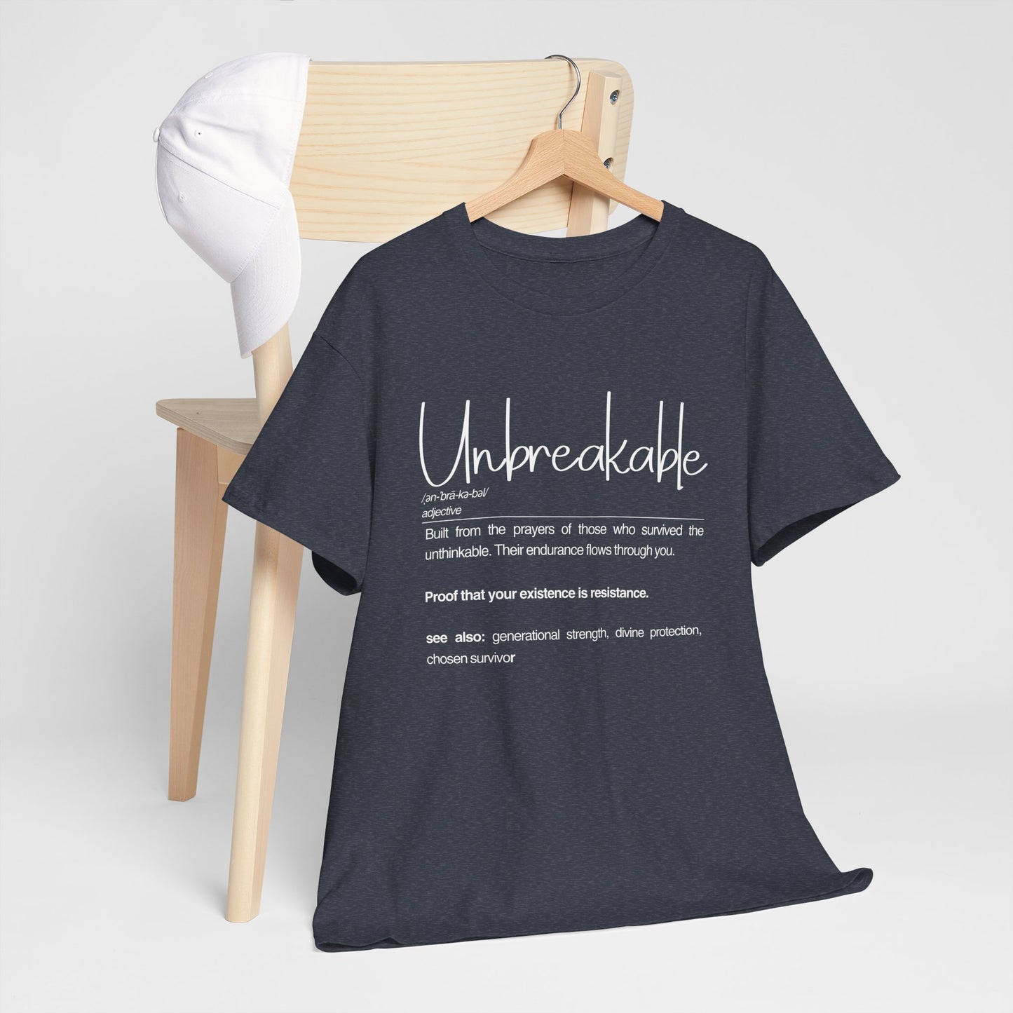 Unbreakable Unisex Heavy Cotton Tee | Motivational Shirt, Gift for Resilience, Inspirational Tee, Everyday Wear, Graphic Tee