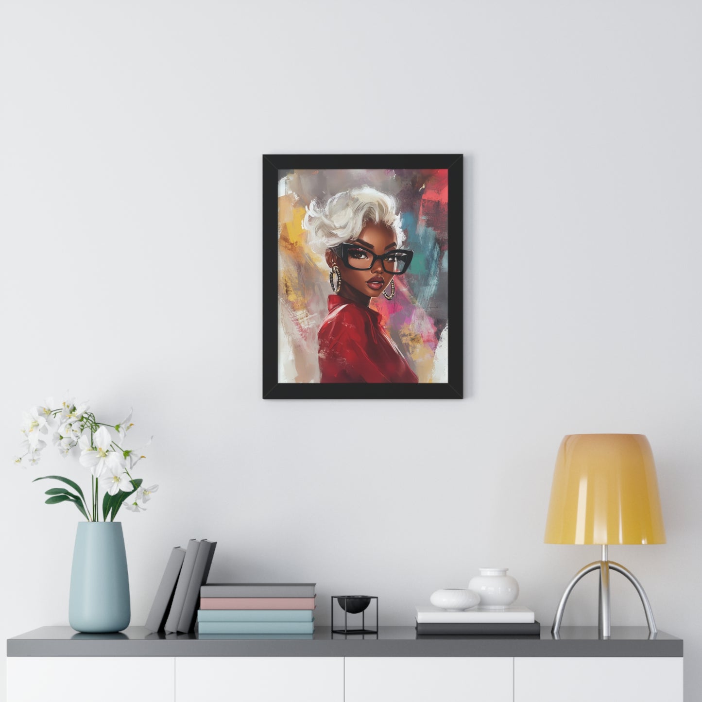 Chic Black Woman Framed Vertical Poster - Stylish Home Decor Art