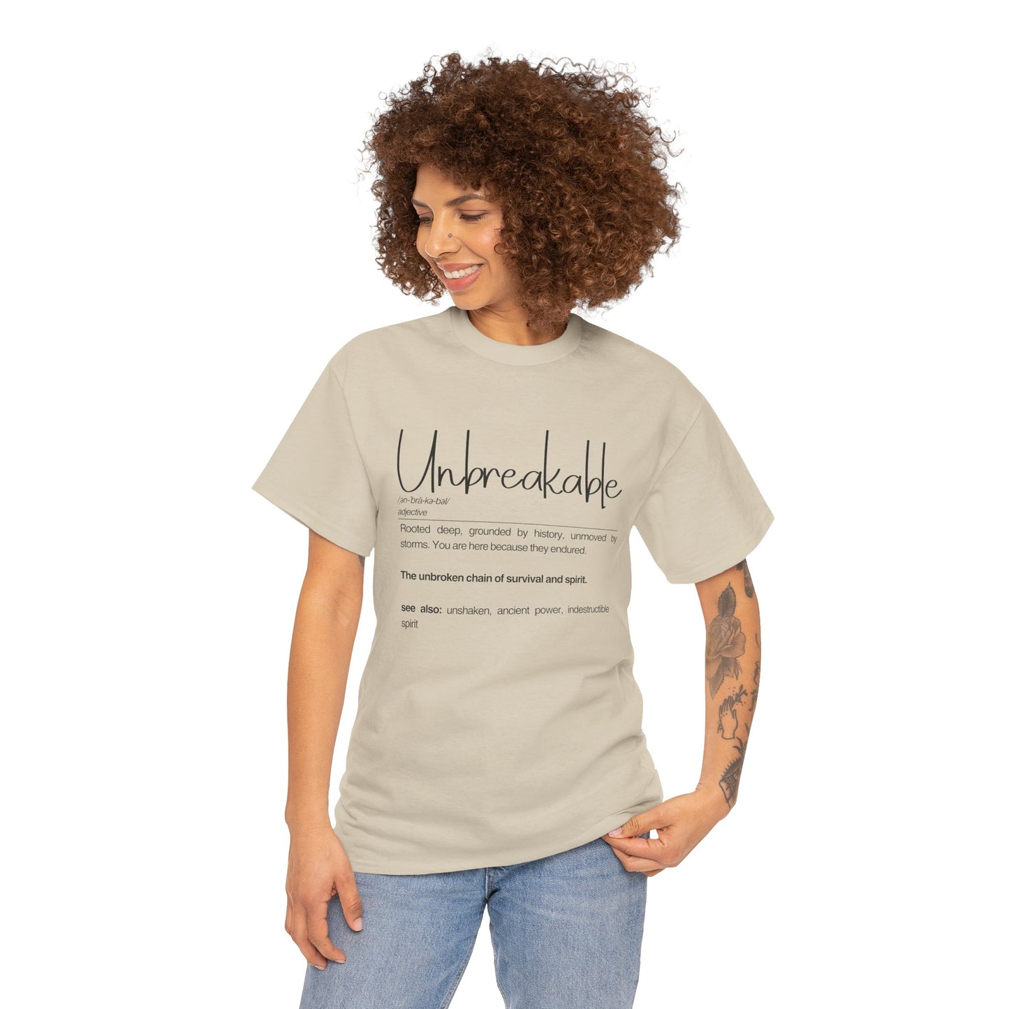 "Unbreakable" Unisex Heavy Cotton Tee - Rooted deep, Grounded by history | Casual Wear, Inspirational Gift, Everyday Comfort, Birthday Present, Motivational Apparel