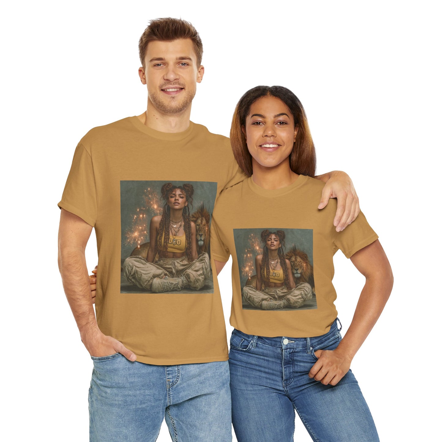 Leo Graphic Tee | Unisex Heavy Cotton T-Shirt for Yoga Lovers, Mindfulness, Gift for Her, Relaxation
