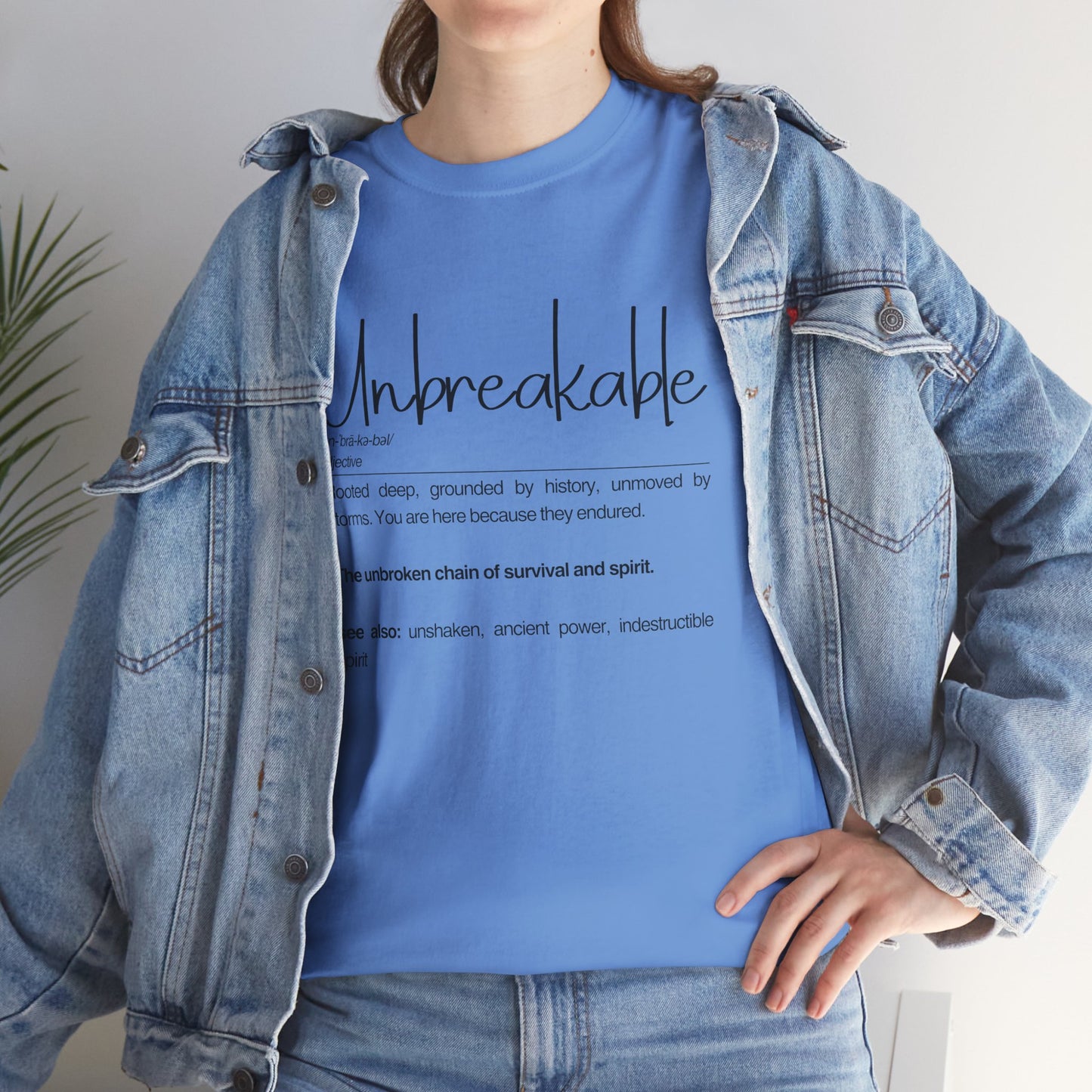 "Unbreakable" Unisex Heavy Cotton Tee - Rooted deep, Grounded by history | Casual Wear, Inspirational Gift, Everyday Comfort, Birthday Present, Motivational Apparel
