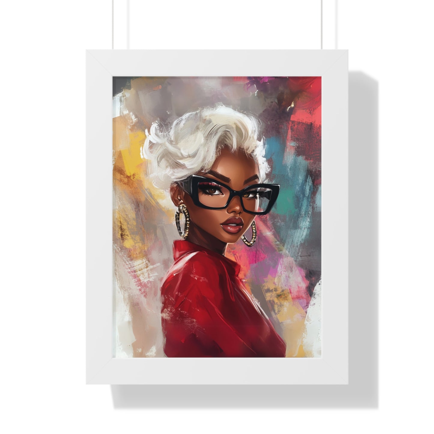 Chic Black Woman Framed Vertical Poster - Stylish Home Decor Art