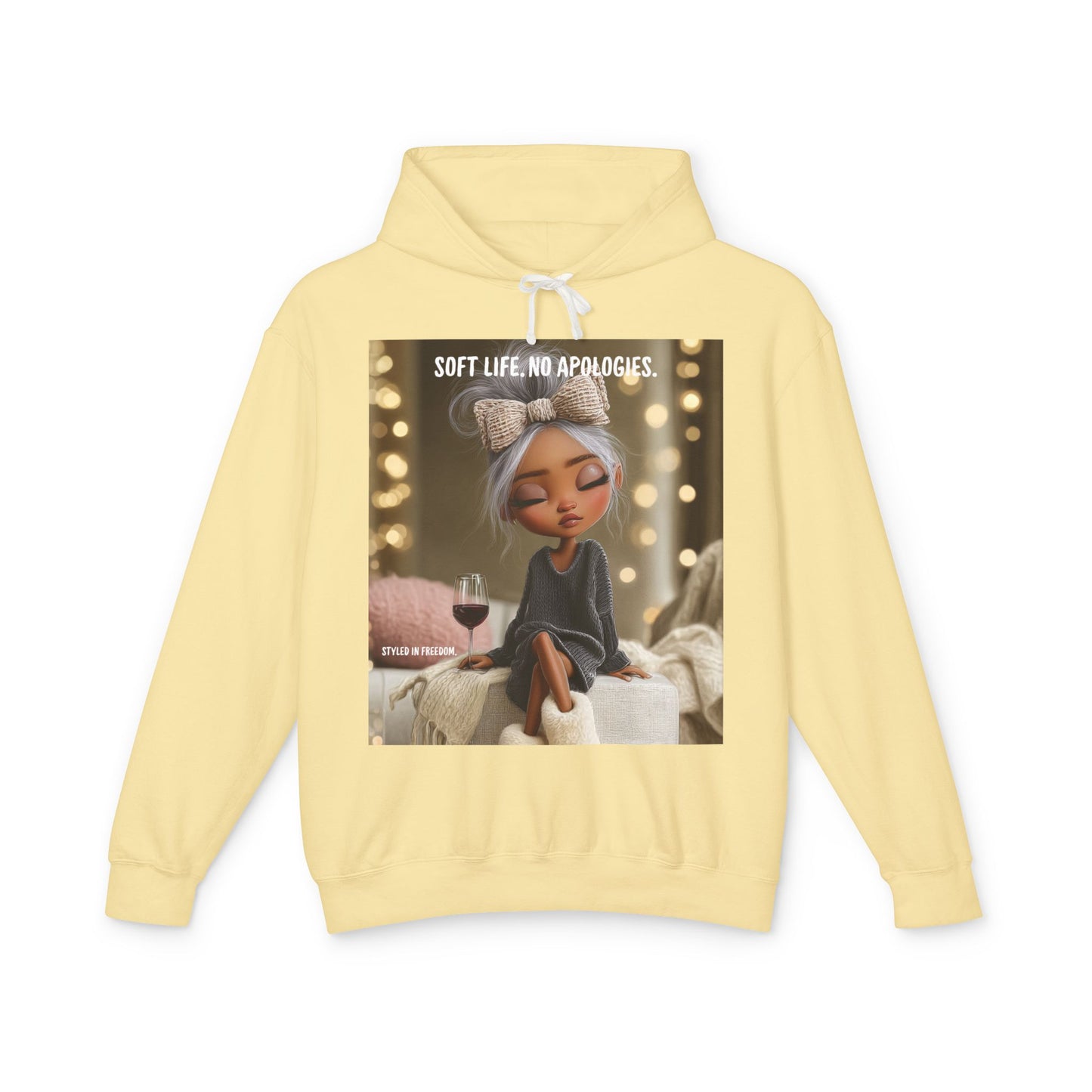 “Cheers to Me.” Hoodie — Relaxed Girl Illustration Sweatshirt