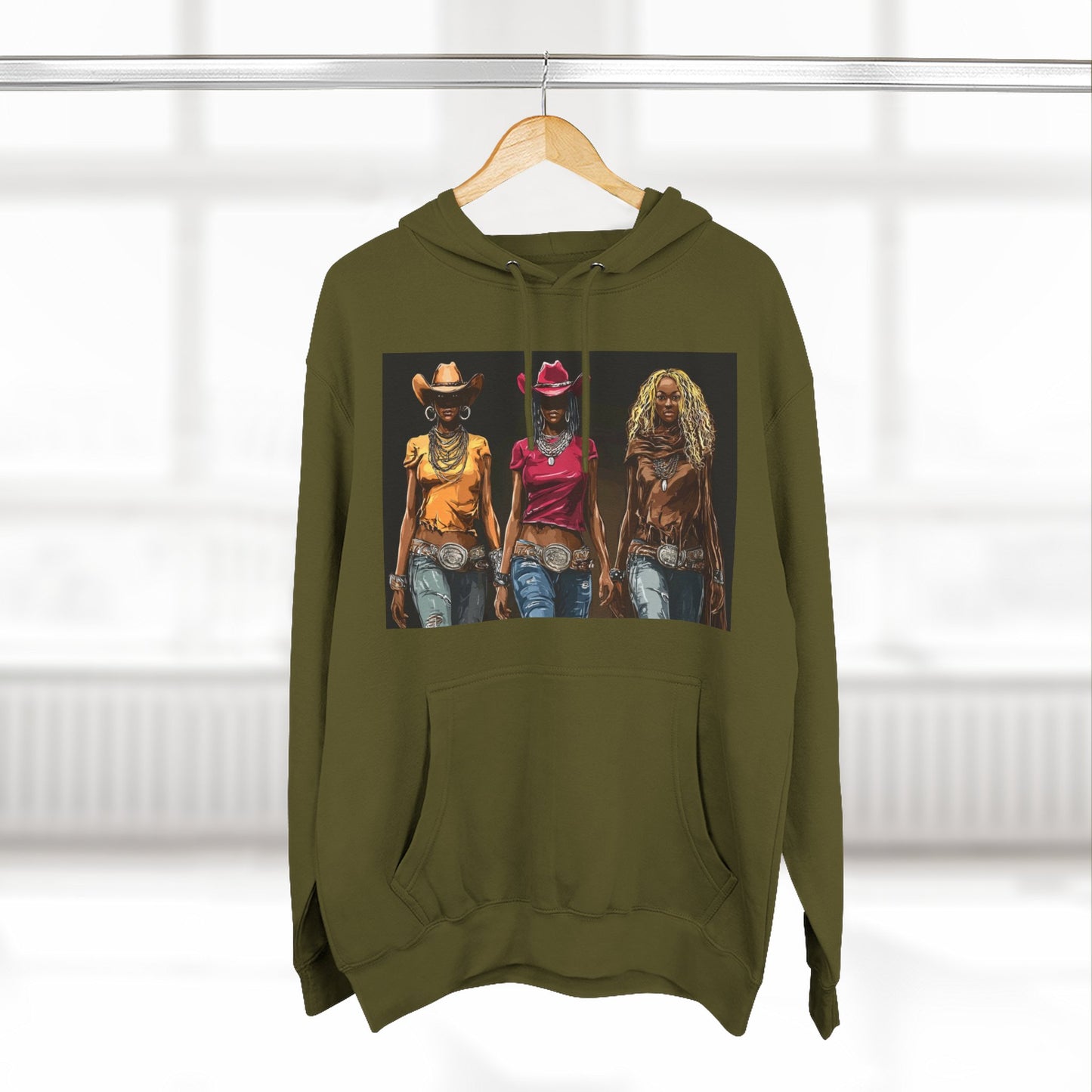 “Western Reign” Hoodie — Edgy Cowgirl Portraits Graphic Sweatshirt