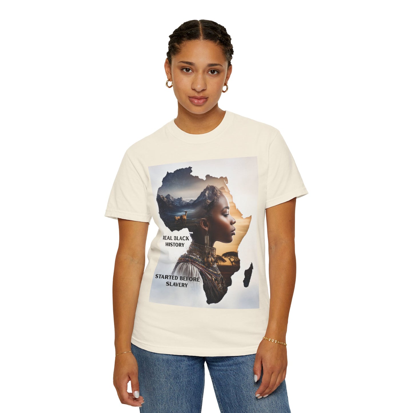 "Real Black History Started Before Slavery" African Heritage Graphic Tee