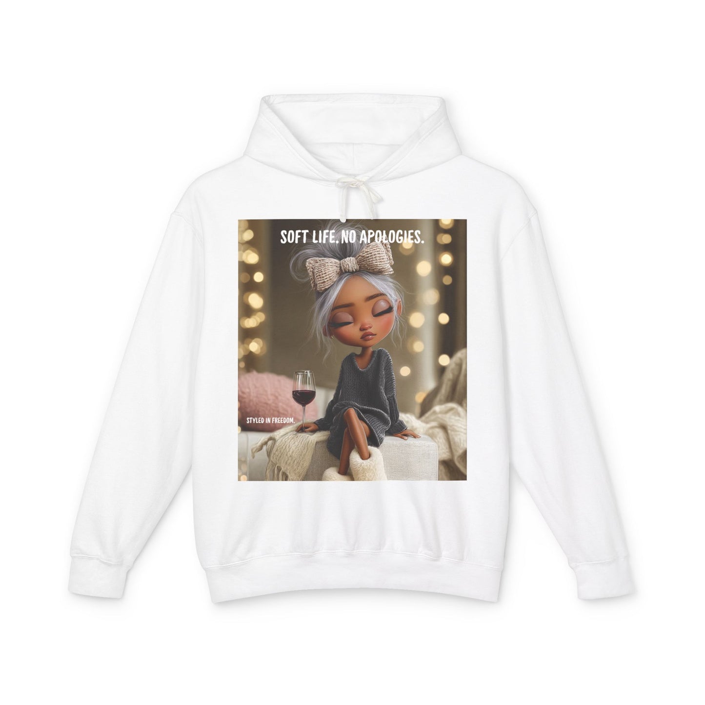 “Cheers to Me.” Hoodie — Relaxed Girl Illustration Sweatshirt