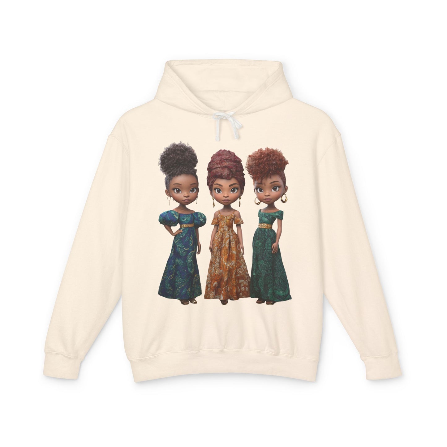 African Heritage Royalty Doll Trio Graphic Lightweight Hoodie
