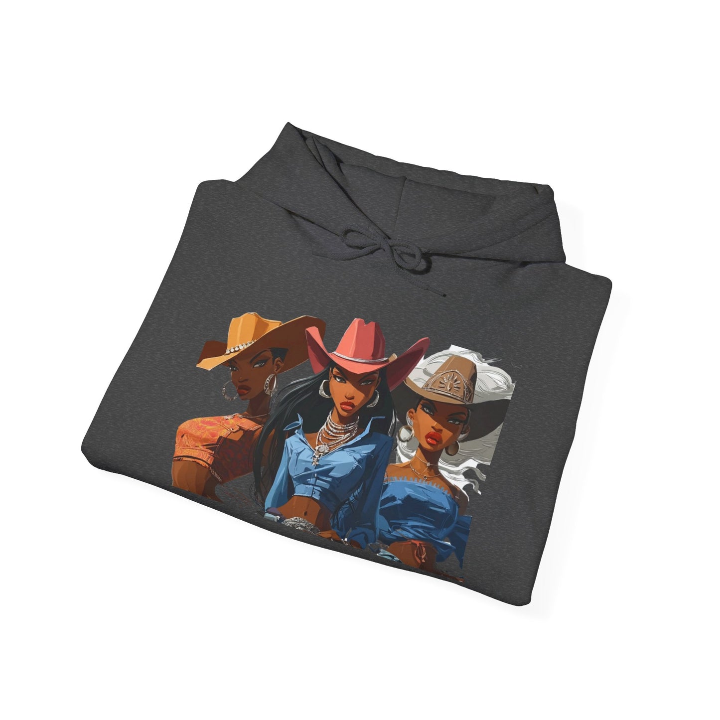 “Yeehaw & Unbothered” Trio Hoodie — Retro Western Cowgirl Graphic Sweatshirt