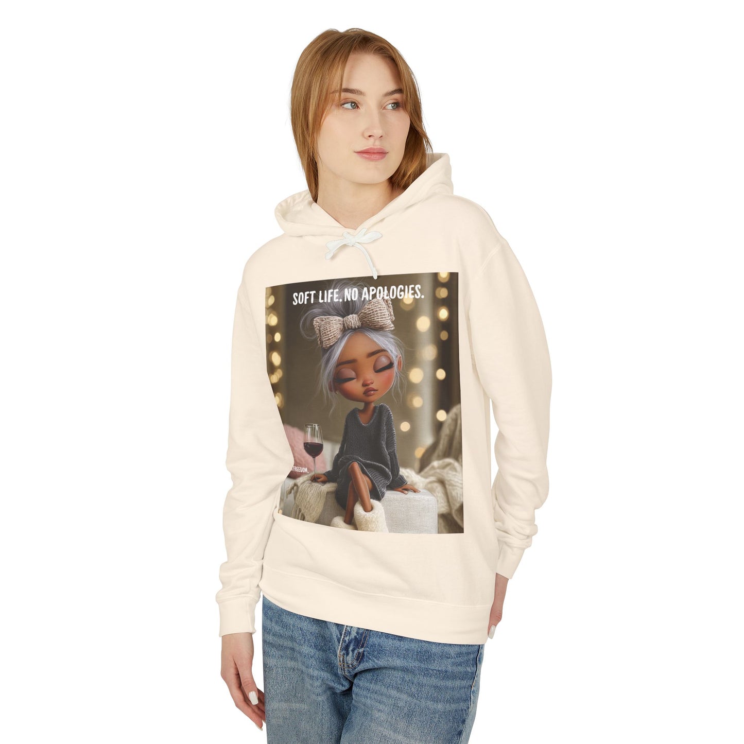 “Cheers to Me.” Hoodie — Relaxed Girl Illustration Sweatshirt