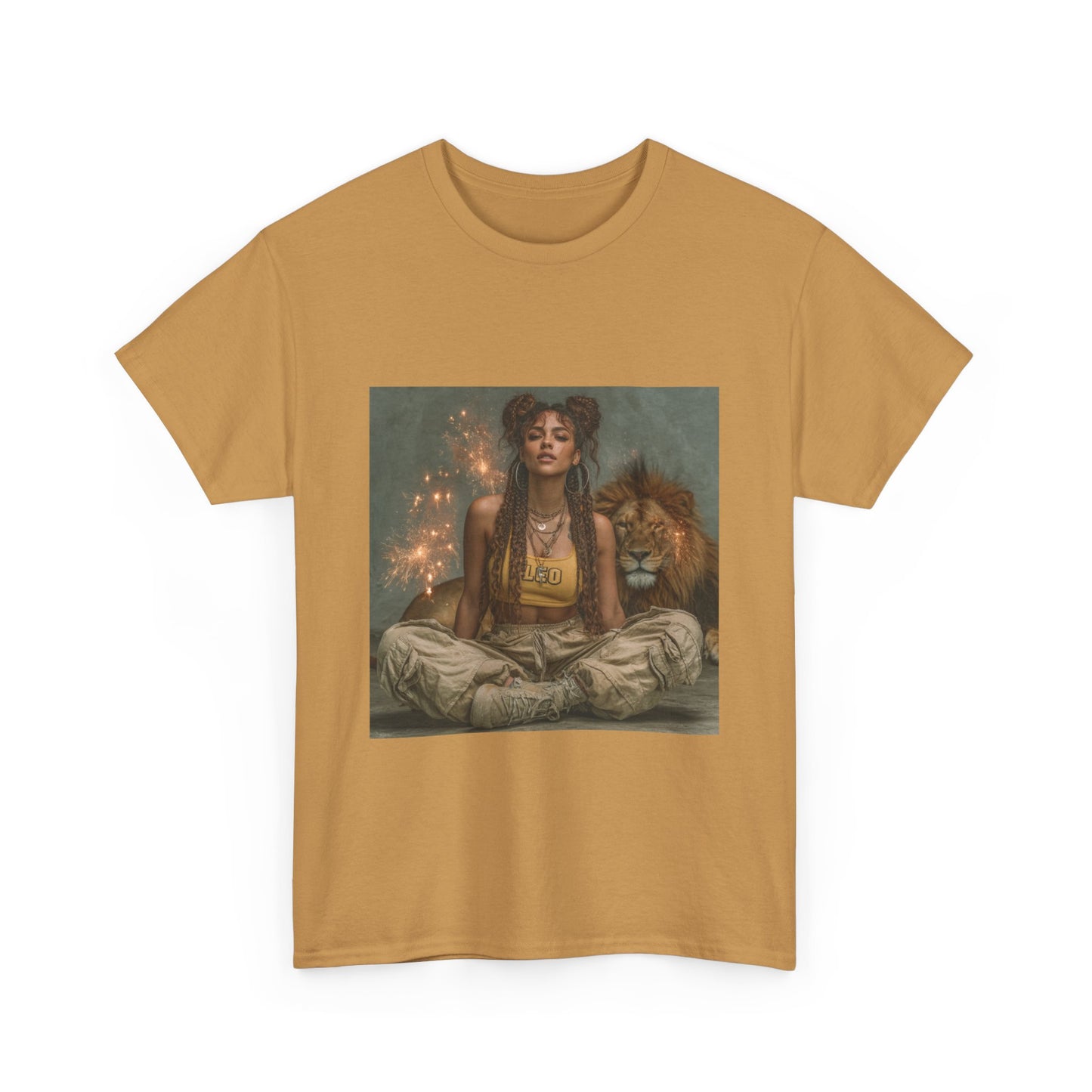 Leo Graphic Tee | Unisex Heavy Cotton T-Shirt for Yoga Lovers, Mindfulness, Gift for Her, Relaxation