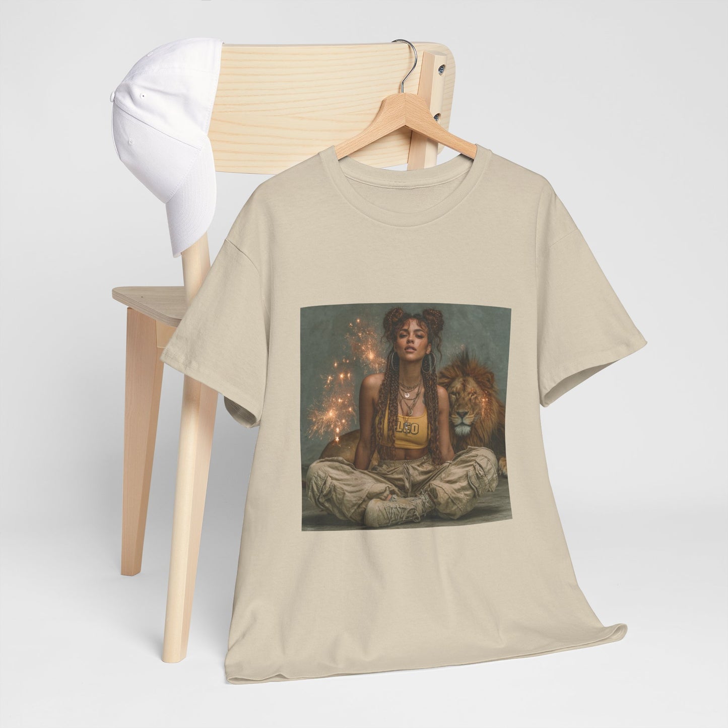 Leo Graphic Tee | Unisex Heavy Cotton T-Shirt for Yoga Lovers, Mindfulness, Gift for Her, Relaxation