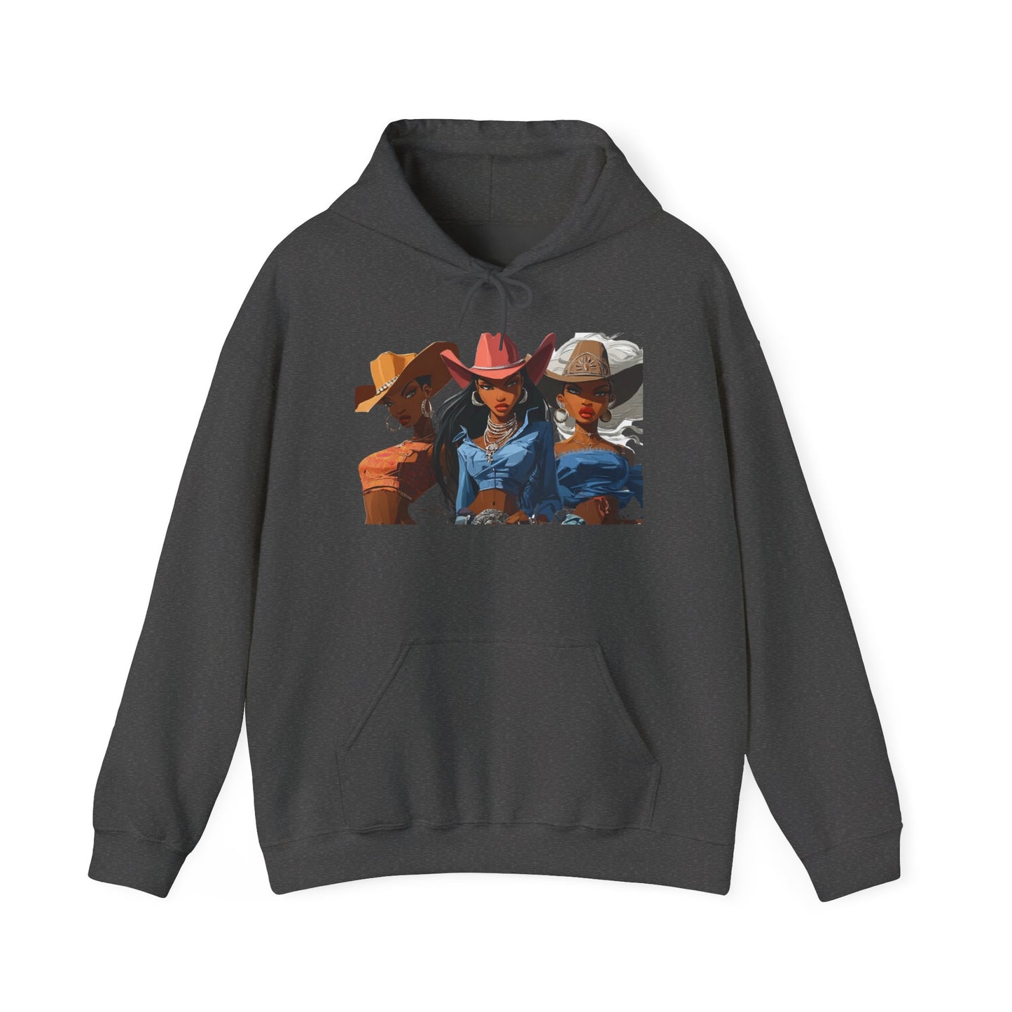 “Yeehaw & Unbothered” Trio Hoodie — Retro Western Cowgirl Graphic Sweatshirt