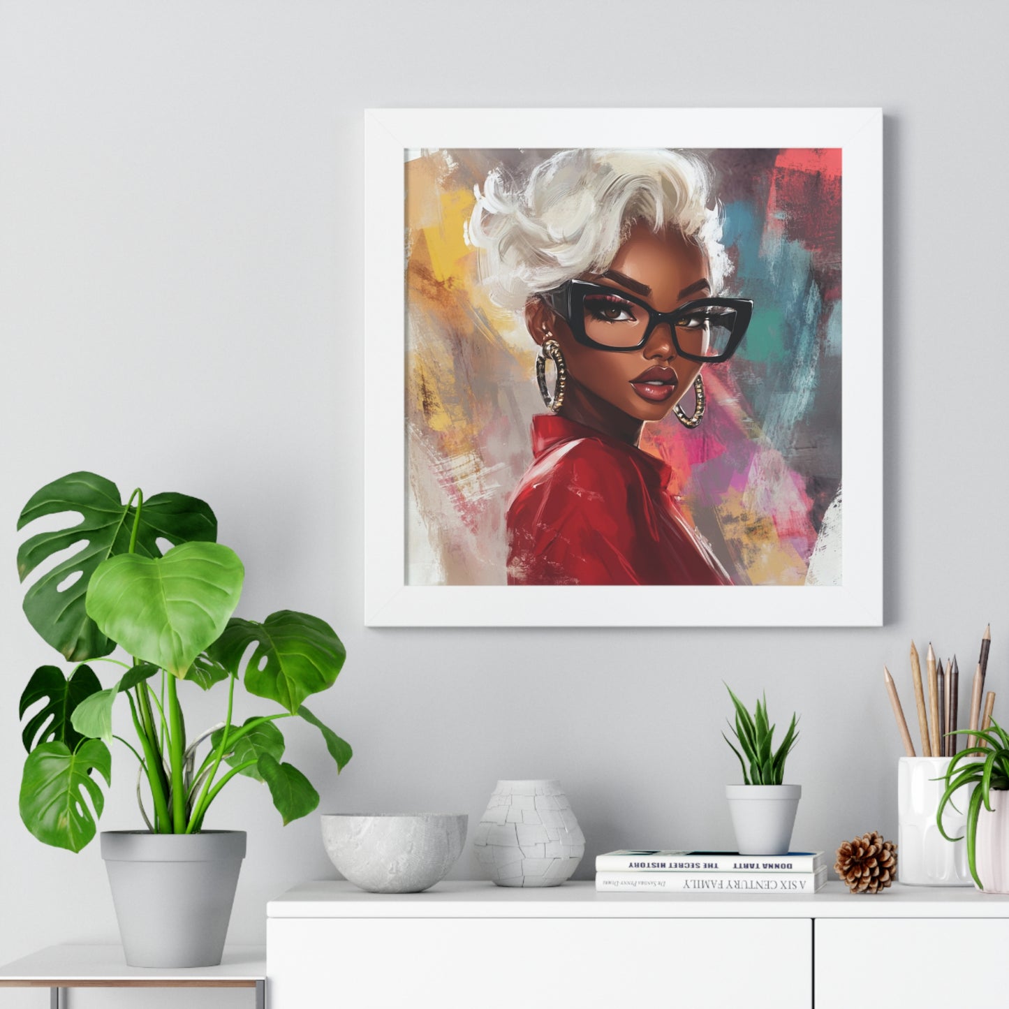 Chic Black Woman Framed Vertical Poster - Stylish Home Decor Art