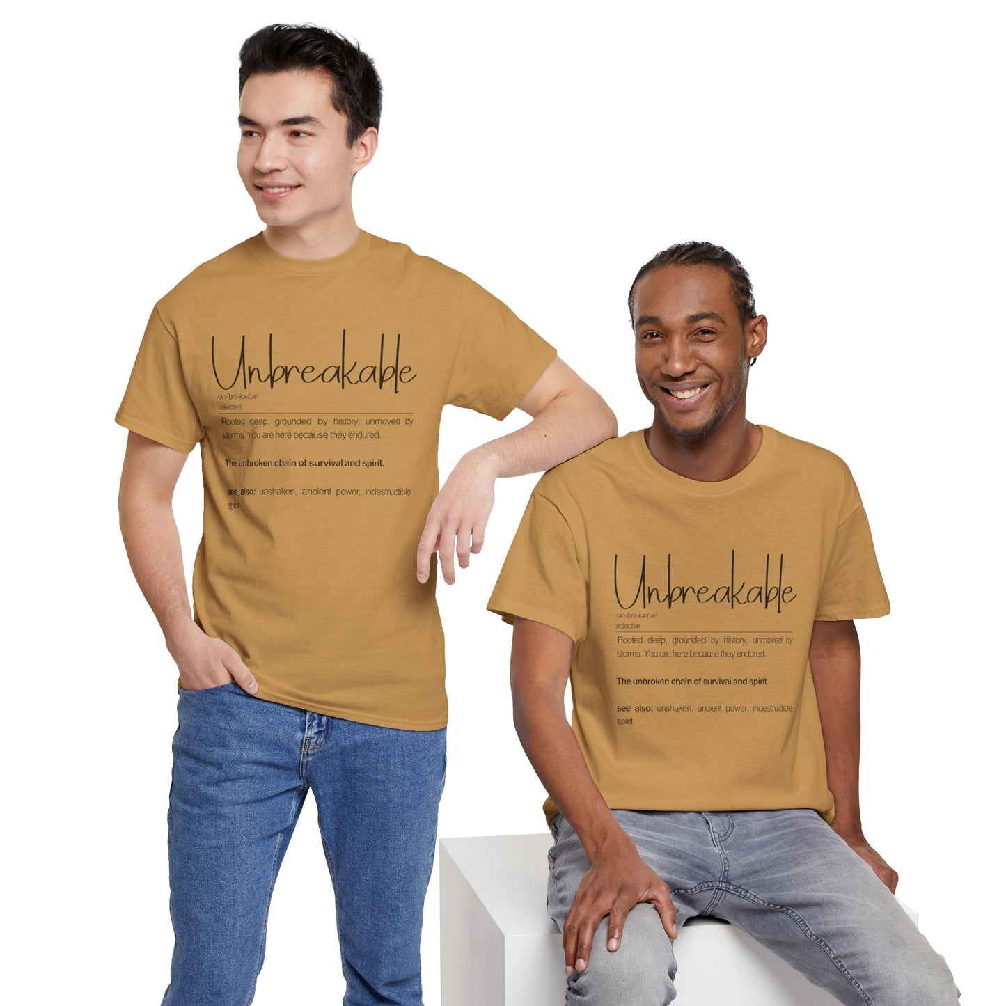 "Unbreakable" Unisex Heavy Cotton Tee - Rooted deep, Grounded by history | Casual Wear, Inspirational Gift, Everyday Comfort, Birthday Present, Motivational Apparel