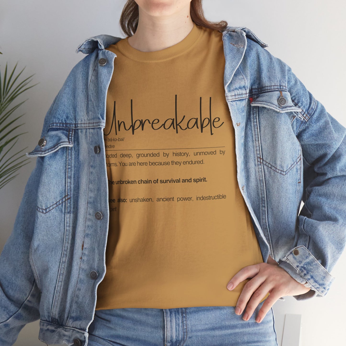 "Unbreakable" Unisex Heavy Cotton Tee - Rooted deep, Grounded by history | Casual Wear, Inspirational Gift, Everyday Comfort, Birthday Present, Motivational Apparel