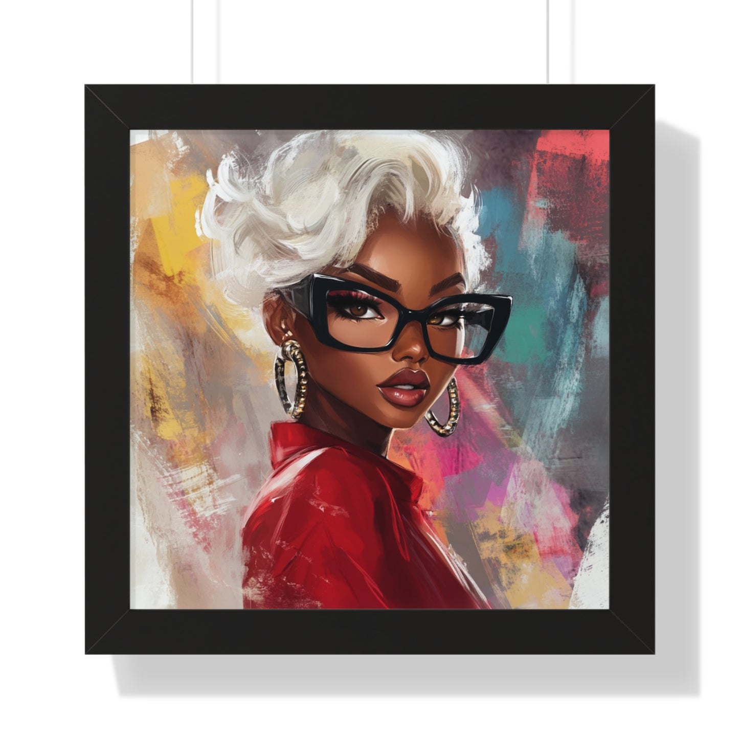 Chic Black Woman Framed Vertical Poster - Stylish Home Decor Art