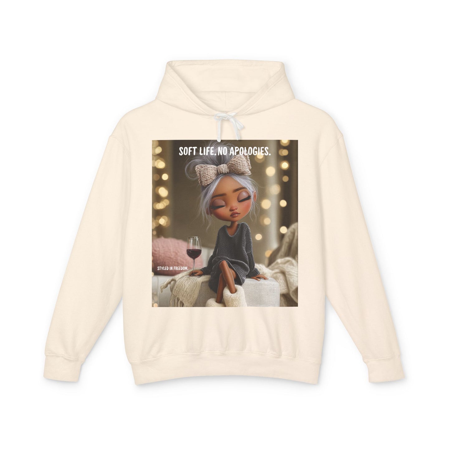 “Cheers to Me.” Hoodie — Relaxed Girl Illustration Sweatshirt