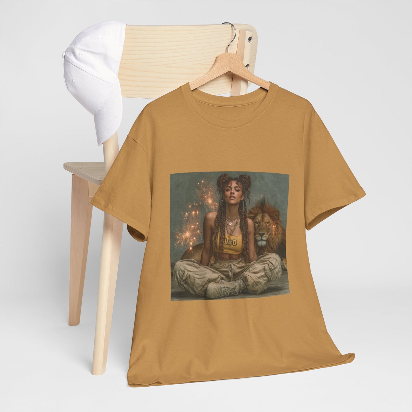 Leo Graphic Tee | Unisex Heavy Cotton T-Shirt for Yoga Lovers, Mindfulness, Gift for Her, Relaxation