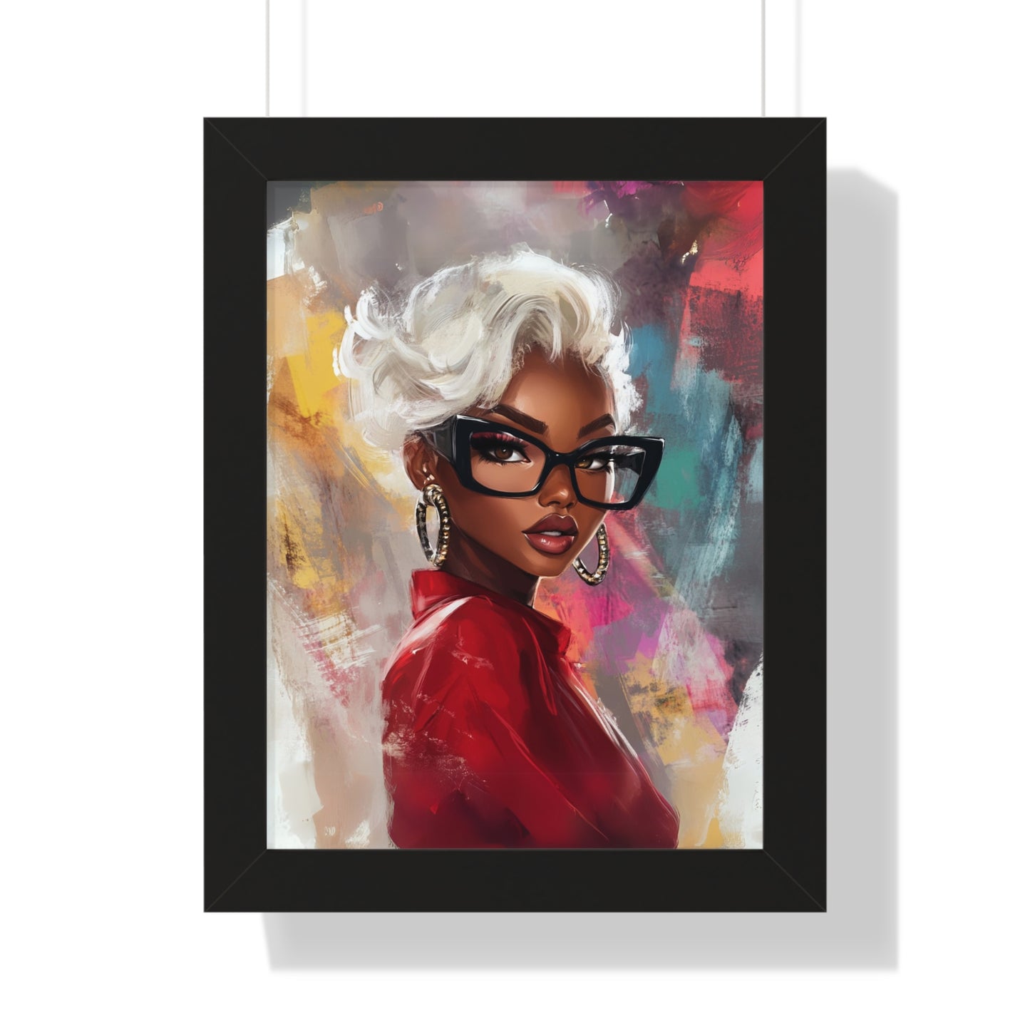 Chic Black Woman Framed Vertical Poster - Stylish Home Decor Art