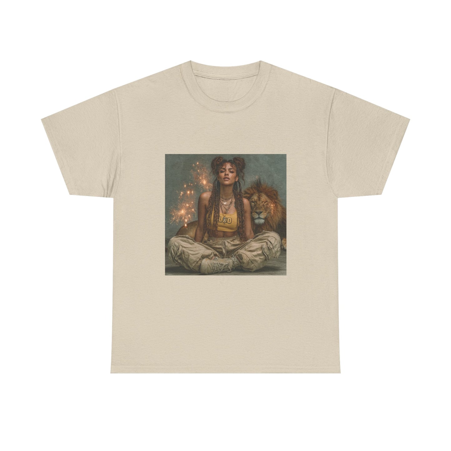 Leo Graphic Tee | Unisex Heavy Cotton T-Shirt for Yoga Lovers, Mindfulness, Gift for Her, Relaxation