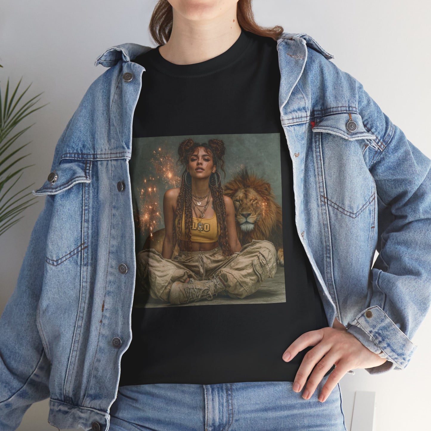 Leo Graphic Tee | Unisex Heavy Cotton T-Shirt for Yoga Lovers, Mindfulness, Gift for Her, Relaxation