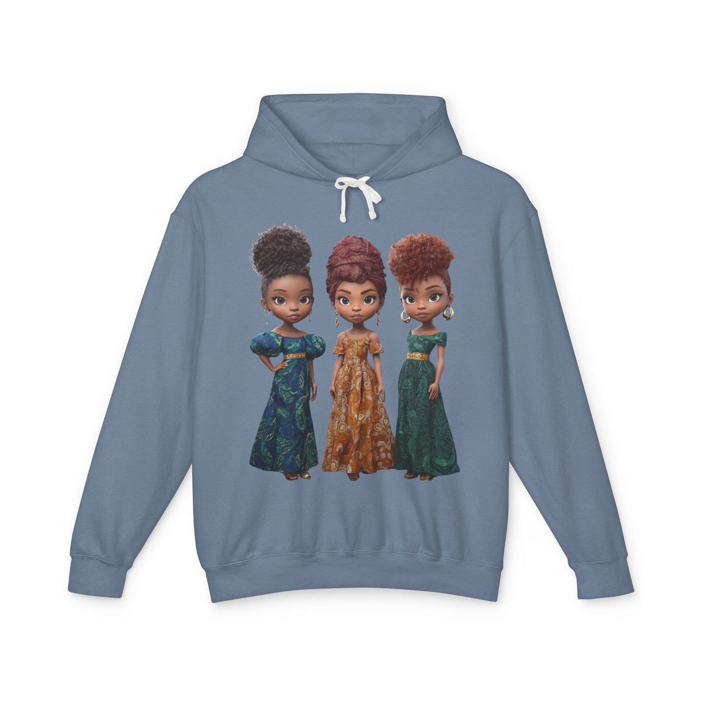 African Heritage Royalty Doll Trio Graphic Lightweight Hoodie