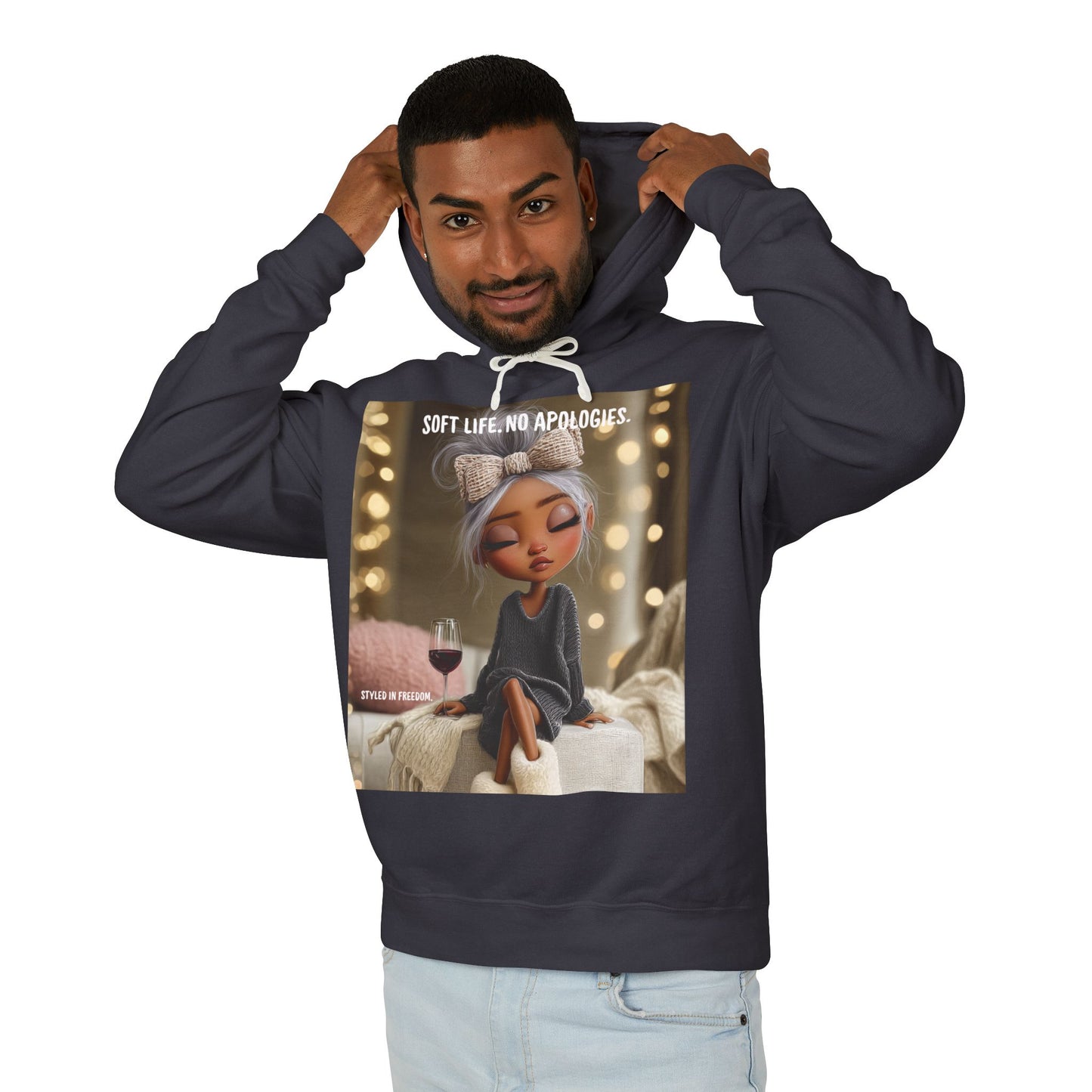 “Cheers to Me.” Hoodie — Relaxed Girl Illustration Sweatshirt