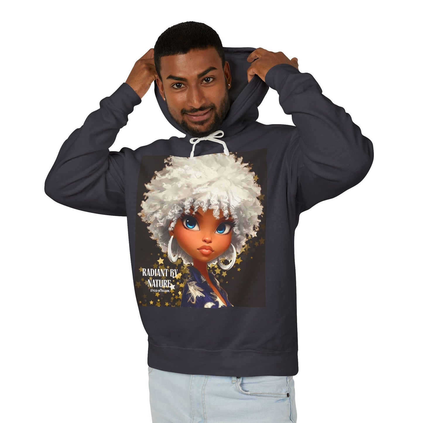 'Radiant Me' Afro Doll Portrait Hooded Sweatshirt