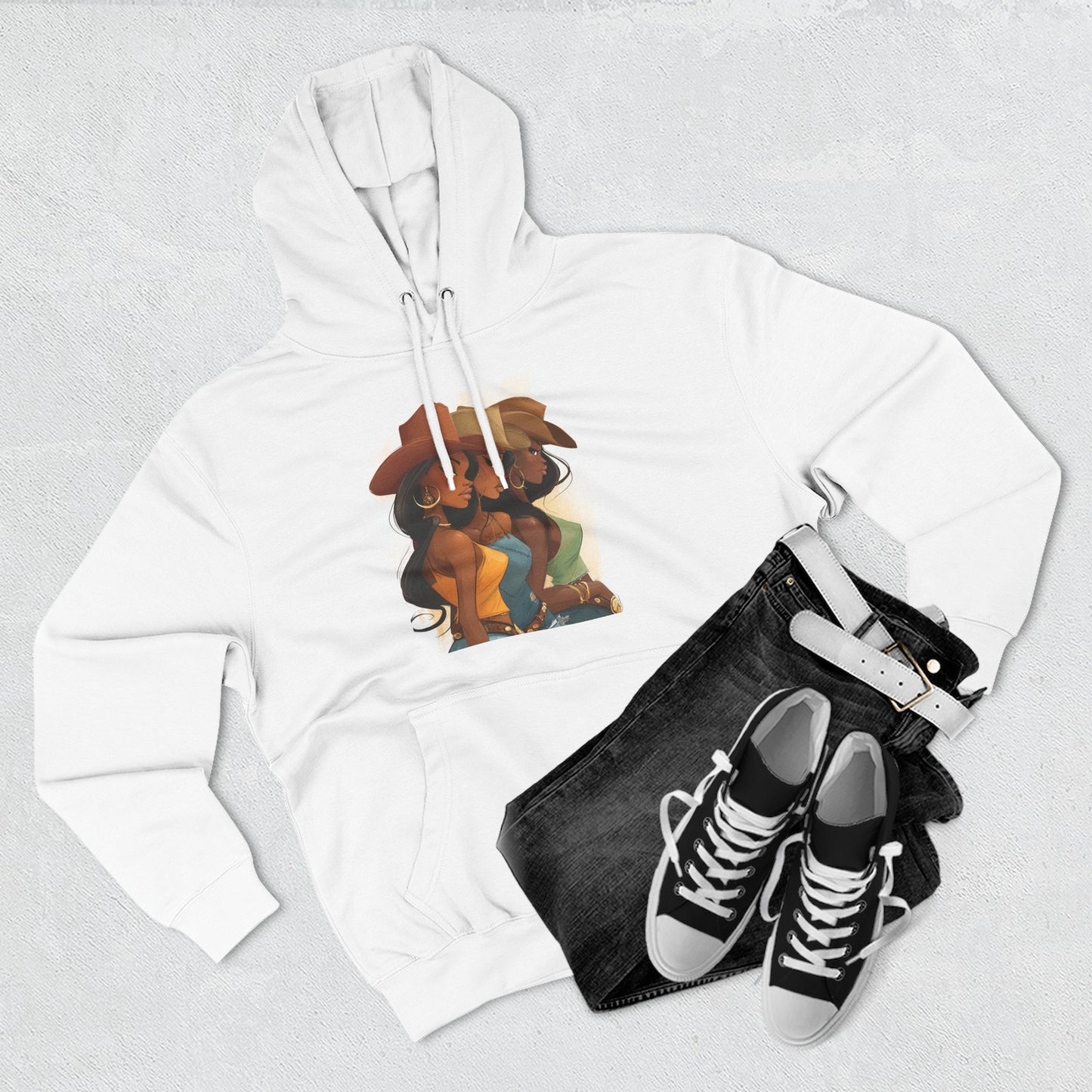 “Saddle Up, Sis” Hoodie — Cozy Fleece Pullover Featuring Three-Panel Illustration
