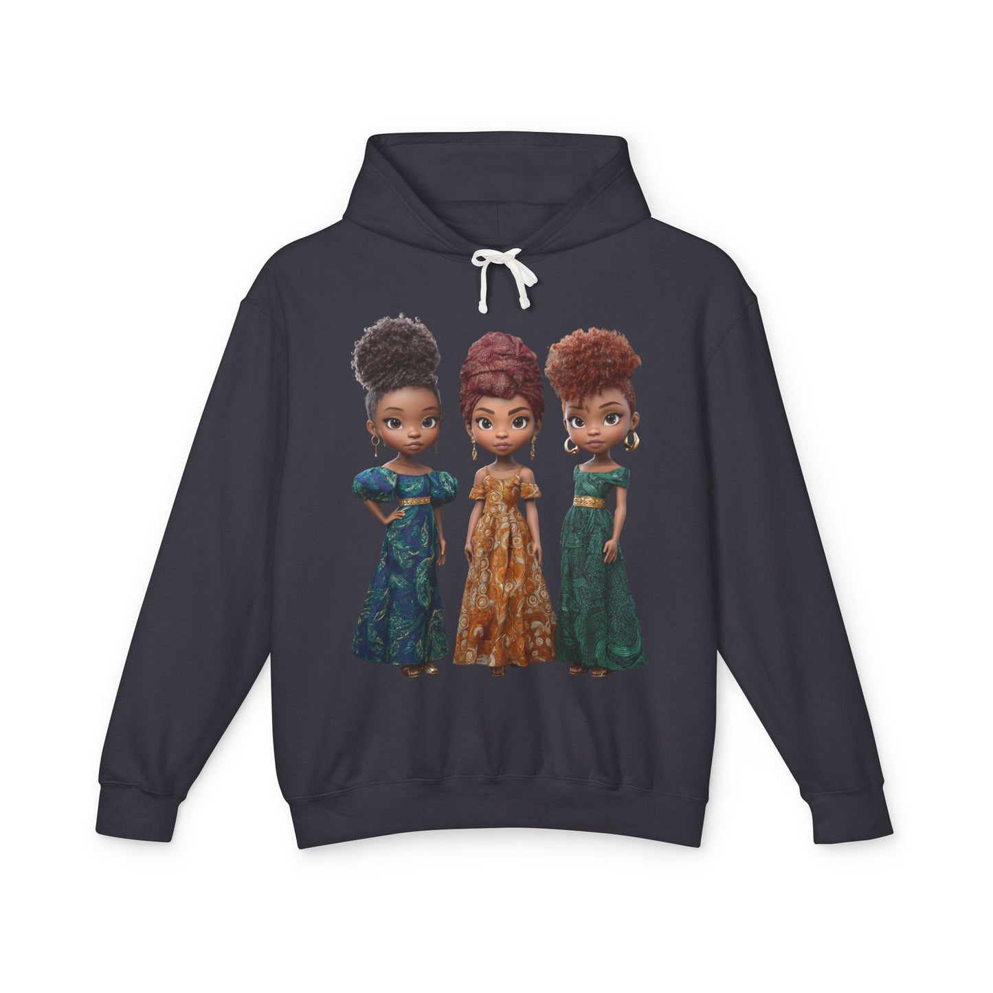 African Heritage Royalty Doll Trio Graphic Lightweight Hoodie