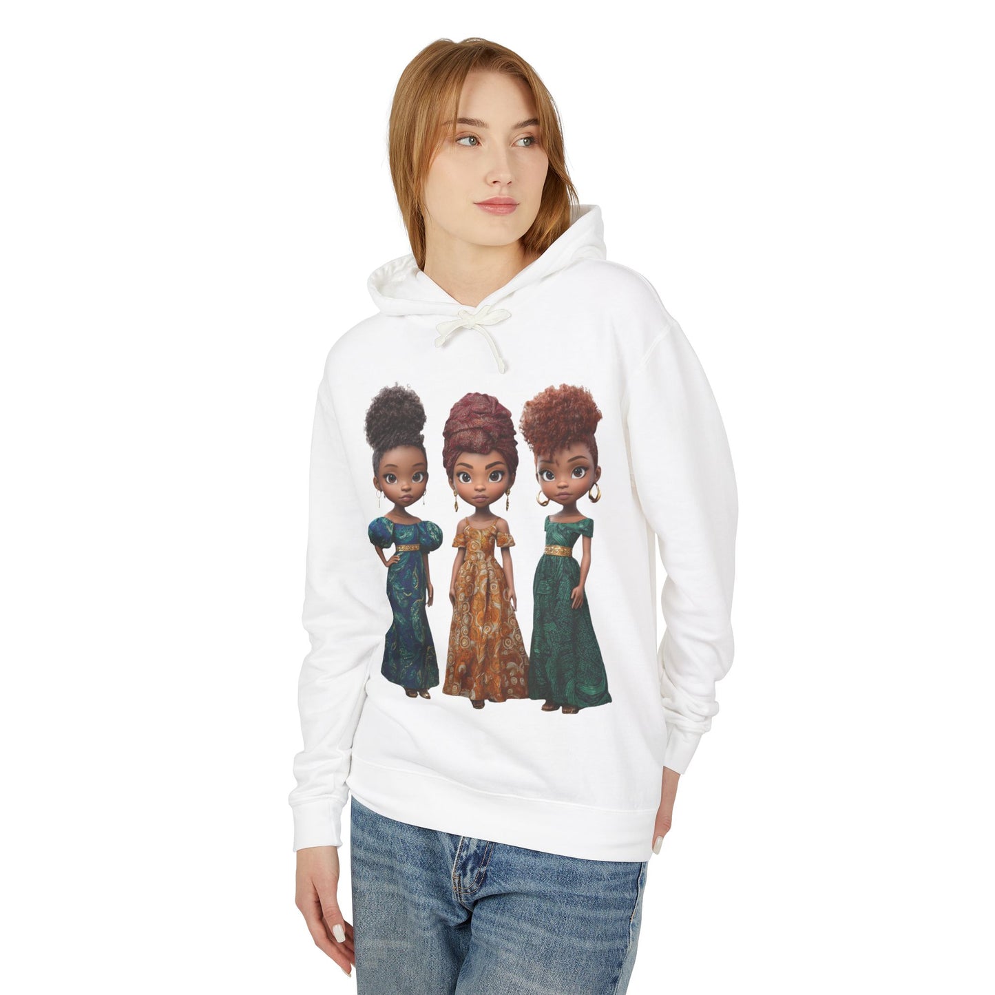 African Heritage Royalty Doll Trio Graphic Lightweight Hoodie