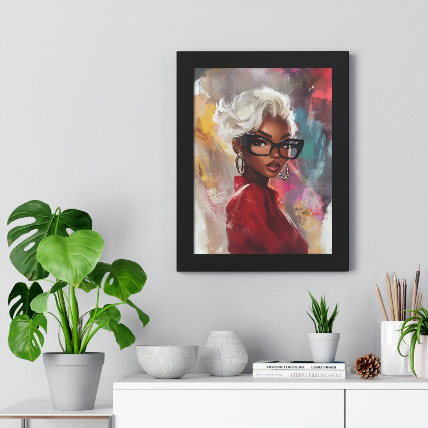 Chic Black Woman Framed Vertical Poster - Stylish Home Decor Art
