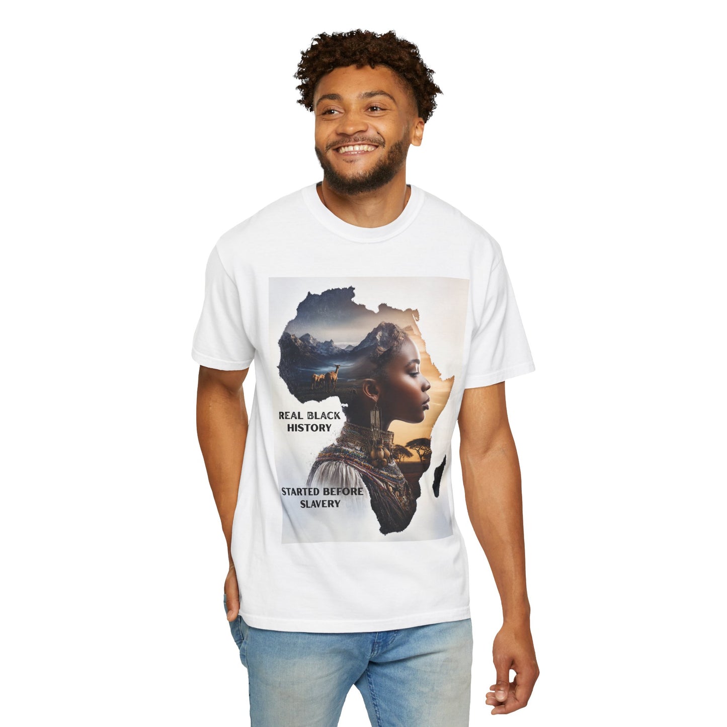 "Real Black History Started Before Slavery" African Heritage Graphic Tee
