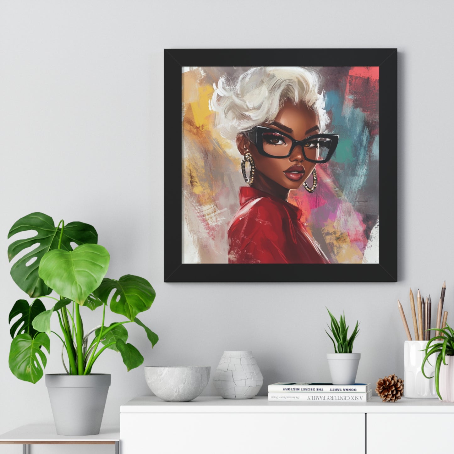Chic Black Woman Framed Vertical Poster - Stylish Home Decor Art