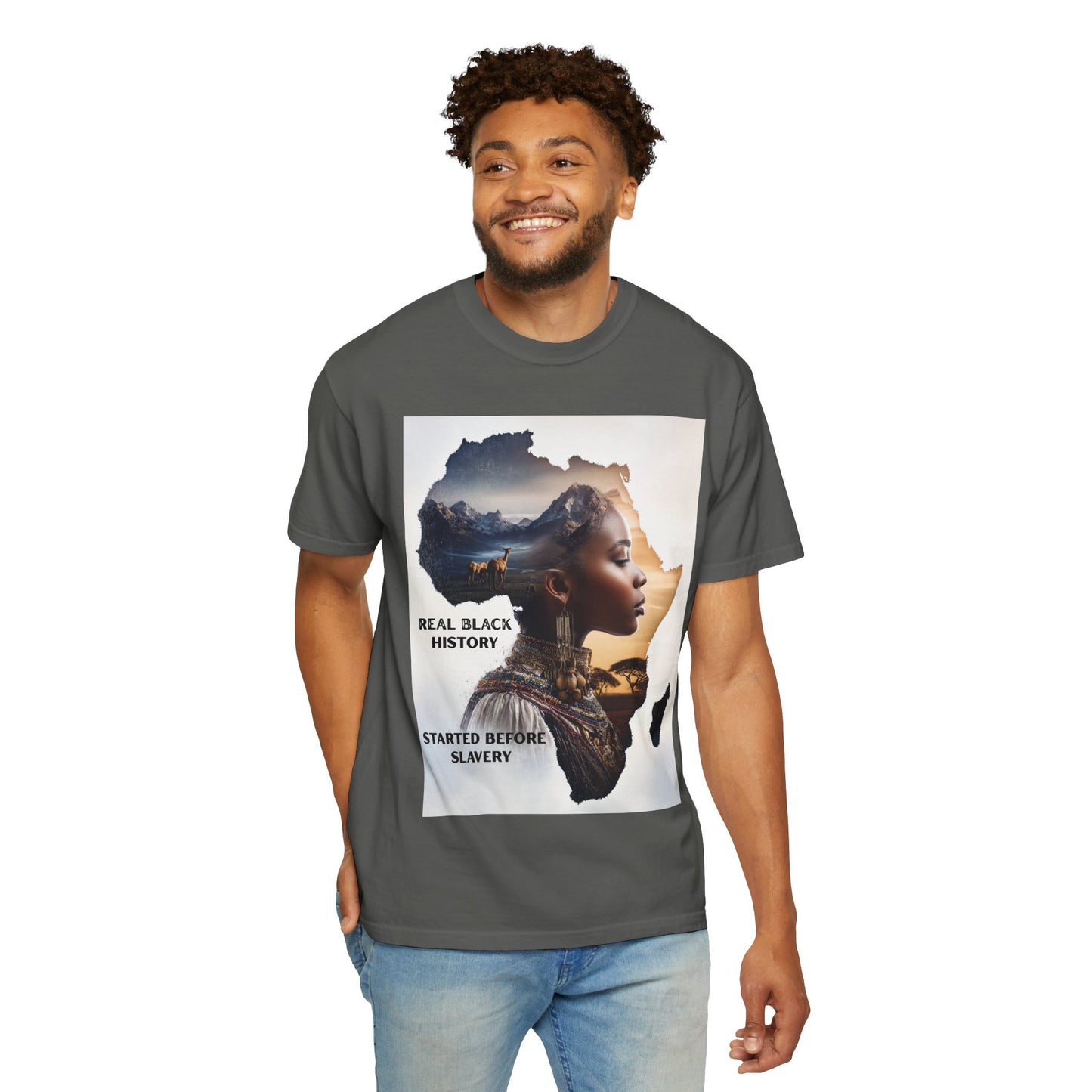 "Real Black History Started Before Slavery" African Heritage Graphic Tee