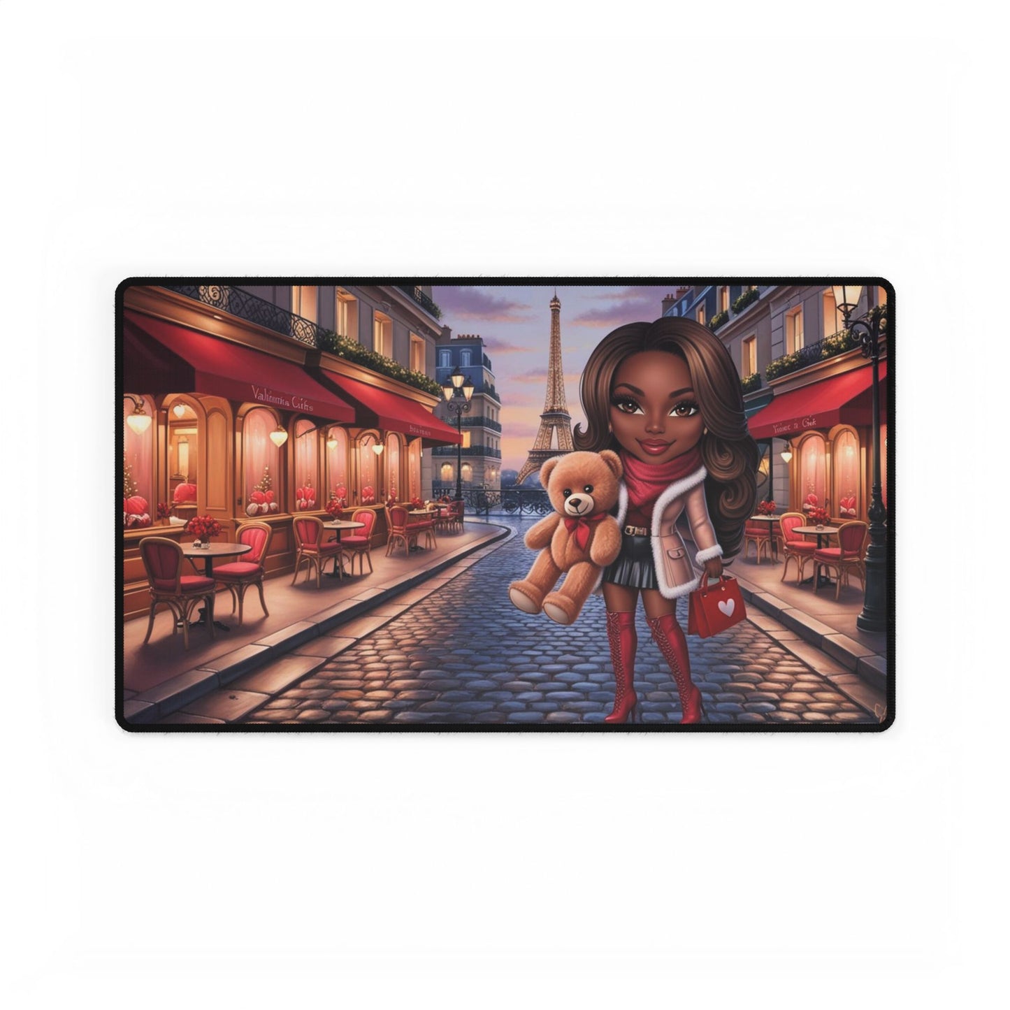 Parisian Charm Desk Mat with Cute Character Design